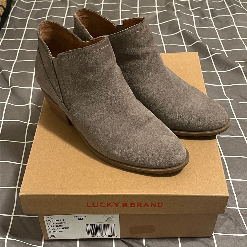 Lucky Brand Women's Taupe Suede Ankle Booties